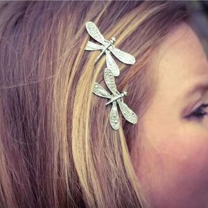 New ZARA Silver Dragonfly Hair Clips